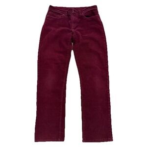 Patagonia Straight Leg Corduroy Pants Women Sz 29 Maroon Burgundy Organic Cotton